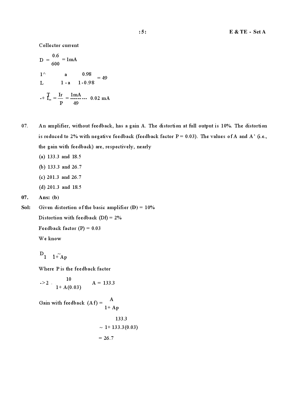 IES Previous Year Solved Question Paper For Electronics and Telecommunication Engineering 2017 - Page 5