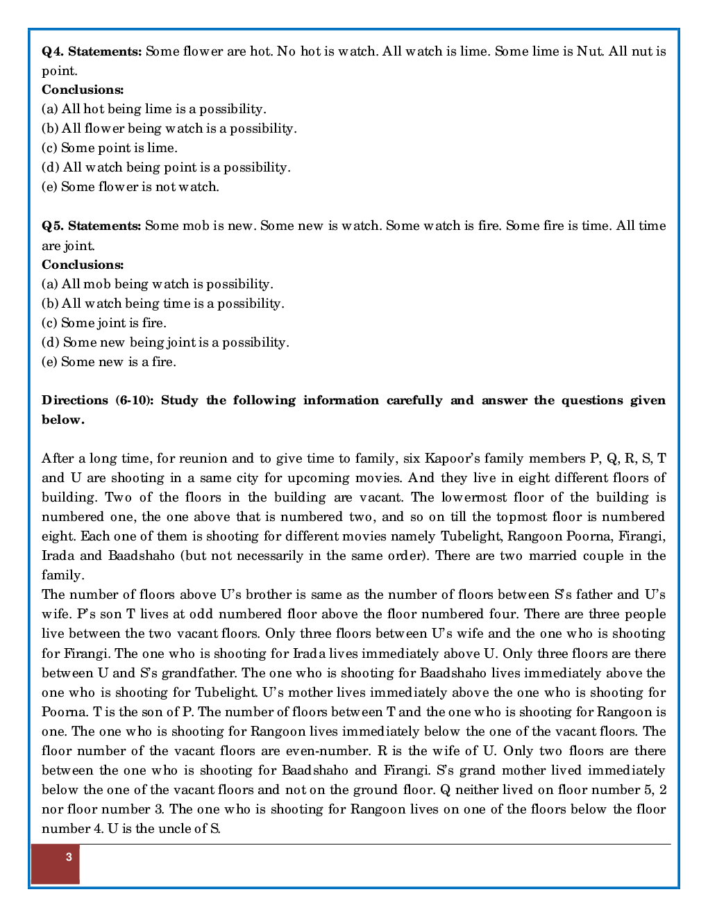 Sample Paper Question And Answer  Of Reasoning For IBPS RRB Mains 2017 - Page 3