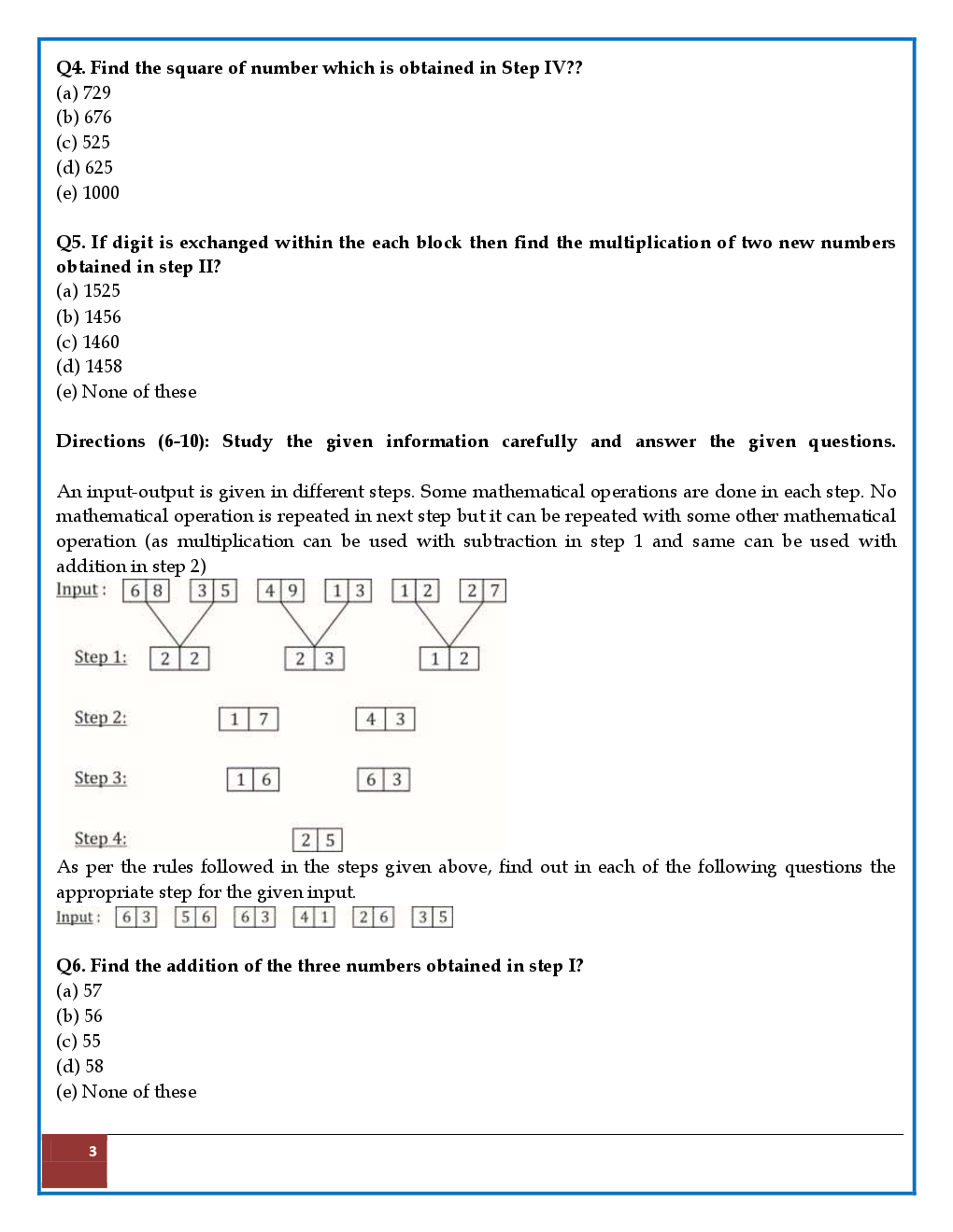 Sample Paper Question And Answer Machine Input Output ,Puzzles And Seating Arrangement And Genaral Awareness  For IBPS PO Mains 2017 - Page 3