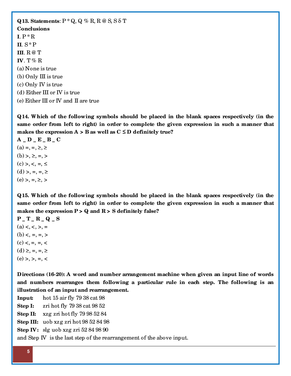 Practice Set Reasoning And Quantitative Aptitude Questions & Answer For IBPS RRB  P.O. Mains 2017 - Page 5