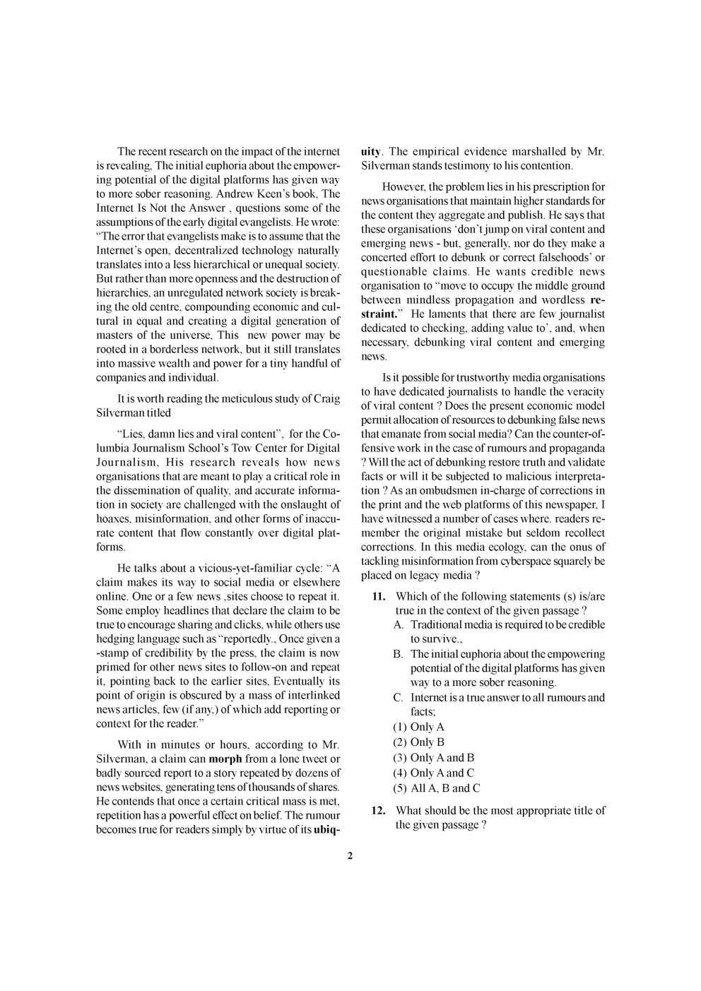 IBPS P.O.& M.T.CWE 2017 MOCK TEST-3 - Page 3