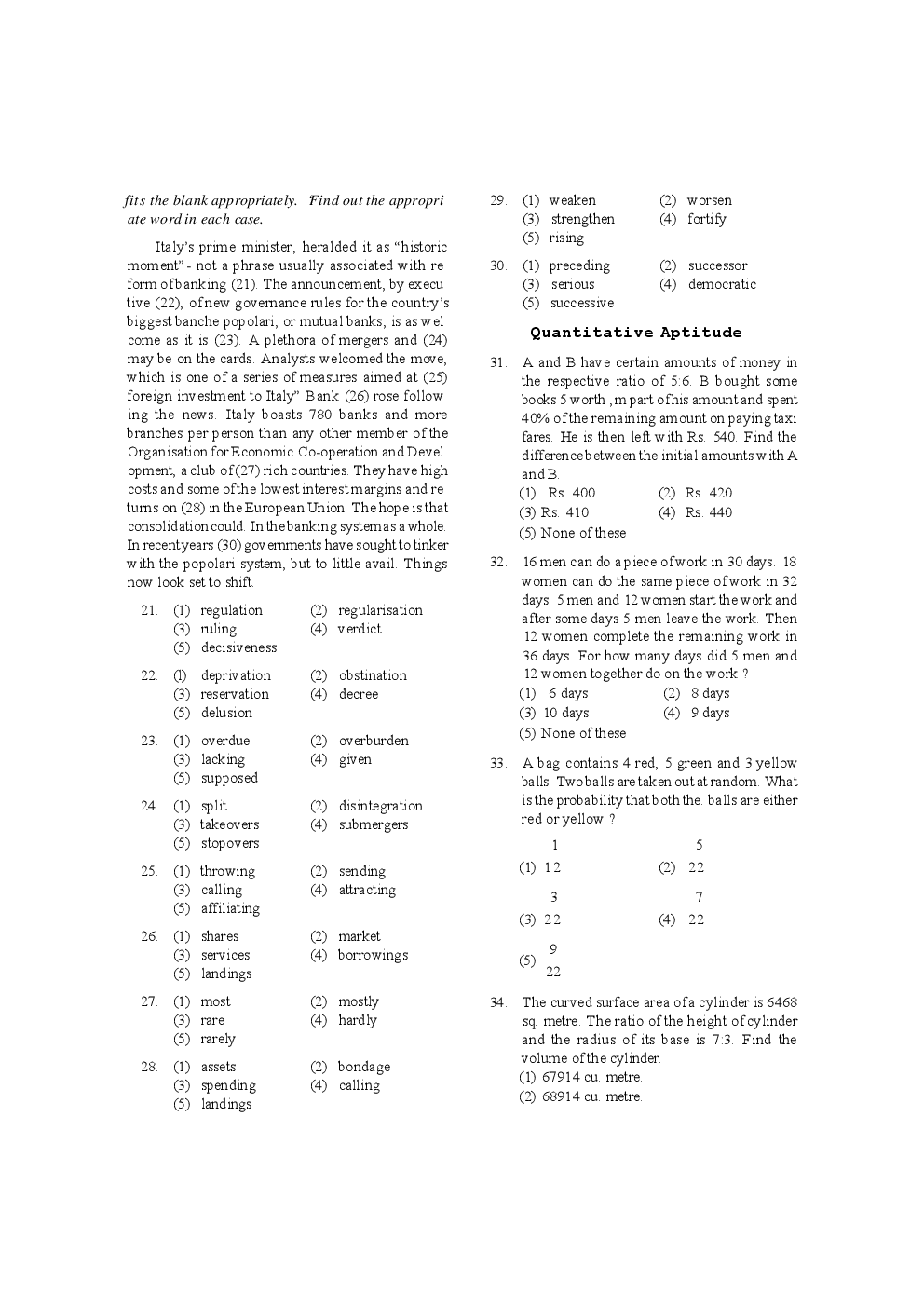 IBPS P.O.& M.T.CWE 2017 MOCK TEST-1 - Page 5