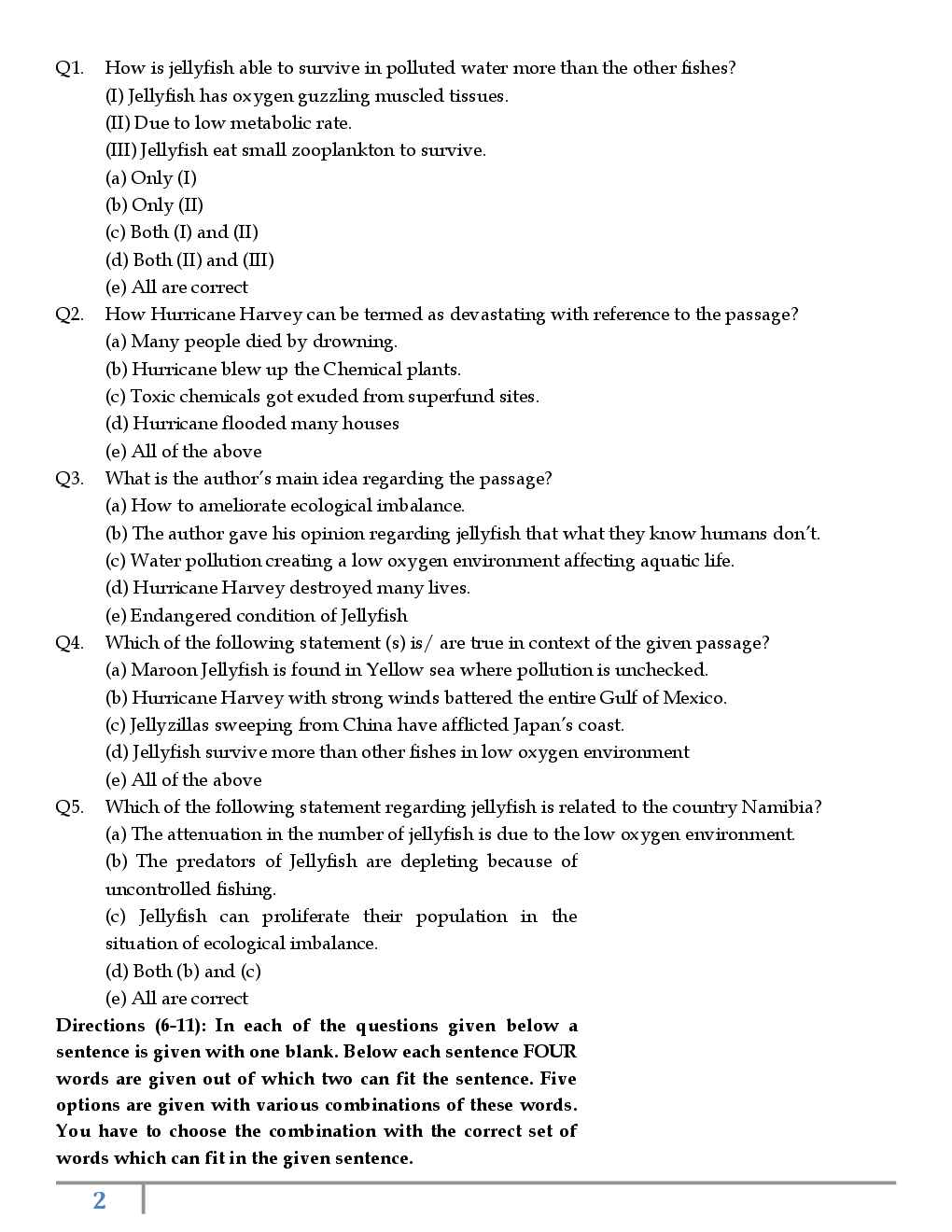 IBPS Clerk Prelims 2017 Memory Based English Language And Reasoning Ability Questions With Answer - Page 3