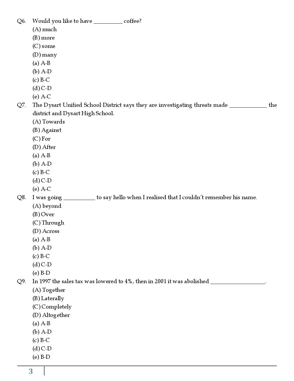 IBPS Clerk Prelims 2017 Memory Based English Language And Reasoning Ability Questions With Answer - Page 4