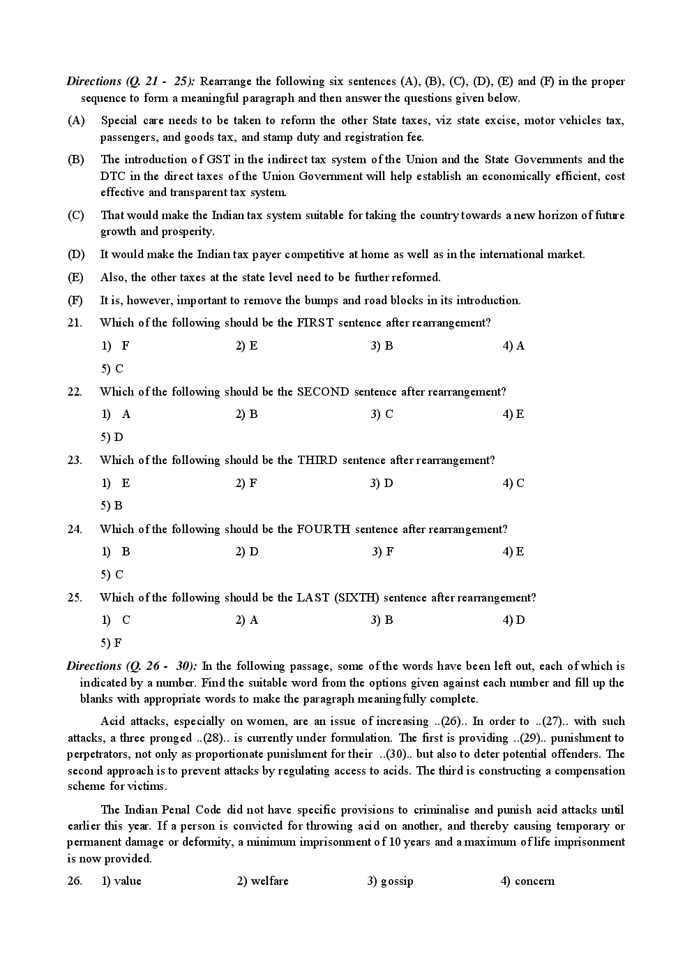 IBPS P.O.(Preliminary) Model Paper 2017 - Page 5