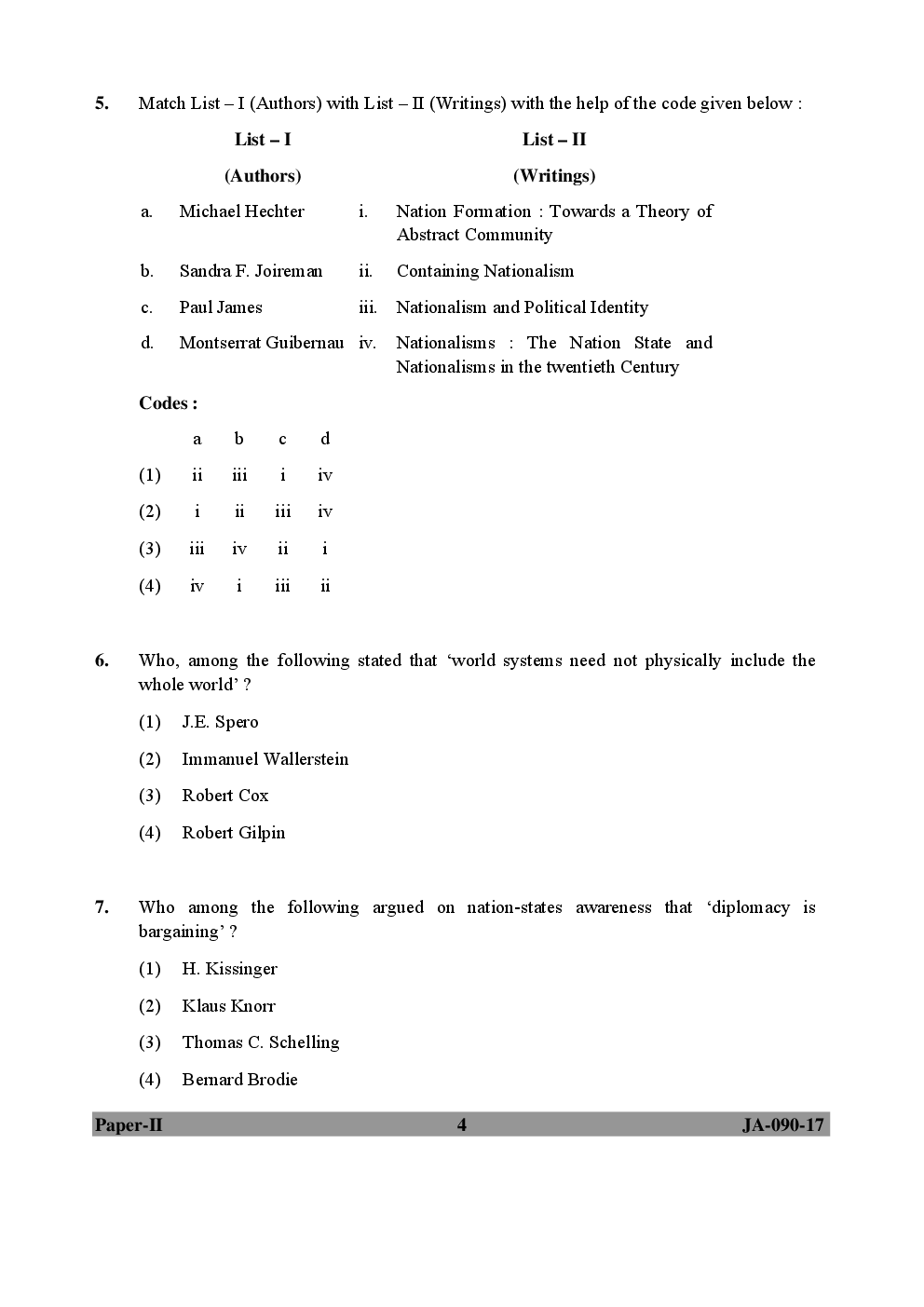UGC NET International & Area Studies Paper II 2015, 2016, 2017 Question Paper With Answer Key - Page 4