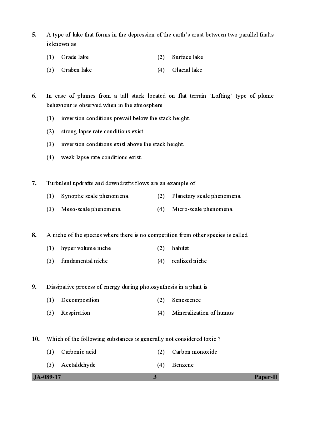 UGC NET Environmental Sciences Paper II 2015, 2016, 2017 Question Paper With Answer Key - Page 3