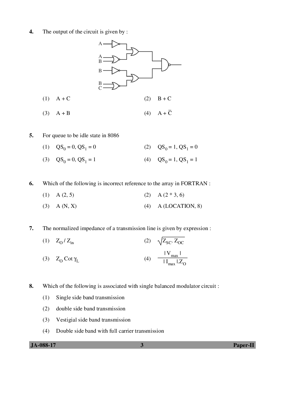 UGC NET Electronic Science Paper II 2015, 2016, 2017 Question Paper With Answer Key - Page 3