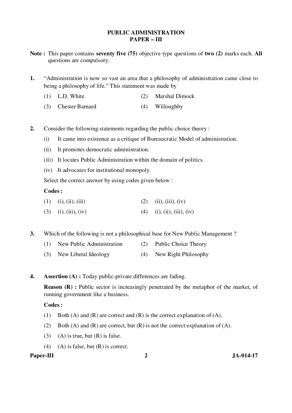 UGC NET Public Administration Paper III 2015, 2016, 2017 Question Paper With Answer Key - Page 2