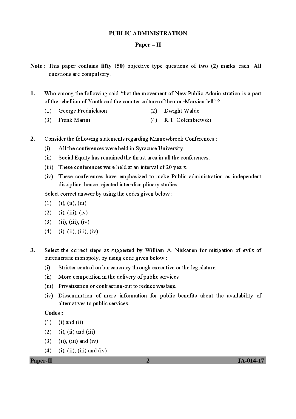 UGC NET Public Administration Paper II 2015, 2016, 2017 Question Paper With Answer Key - Page 2