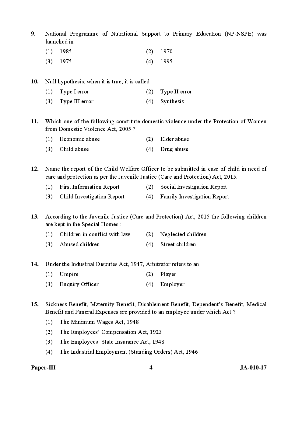 UGC NET Social Work Paper III 2015, 2016, 2017 Question Paper With Answer Key - Page 4