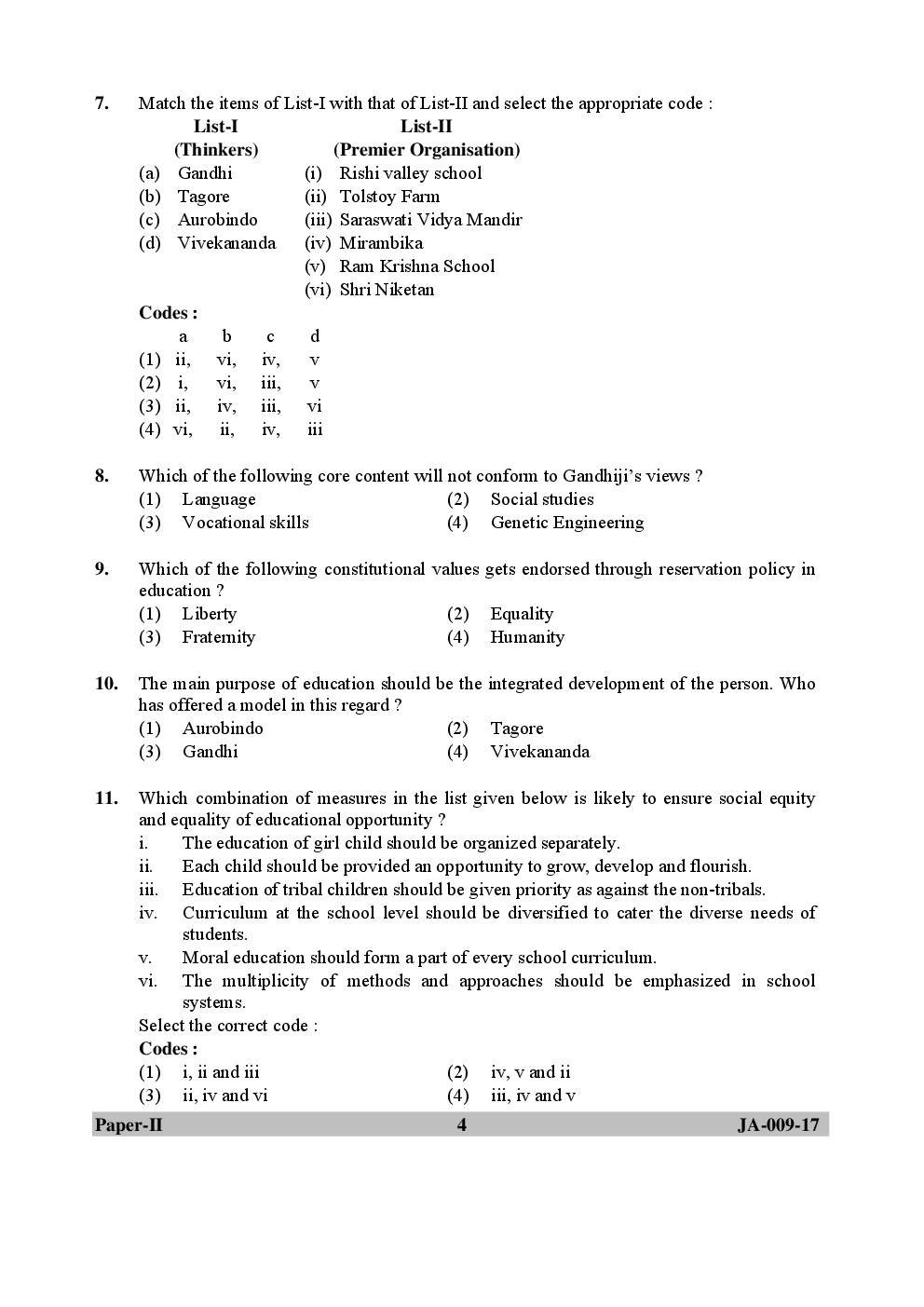 UGC NET Education Paper II 2015, 2016, 2017 Question Paper With Answer Key - Page 4