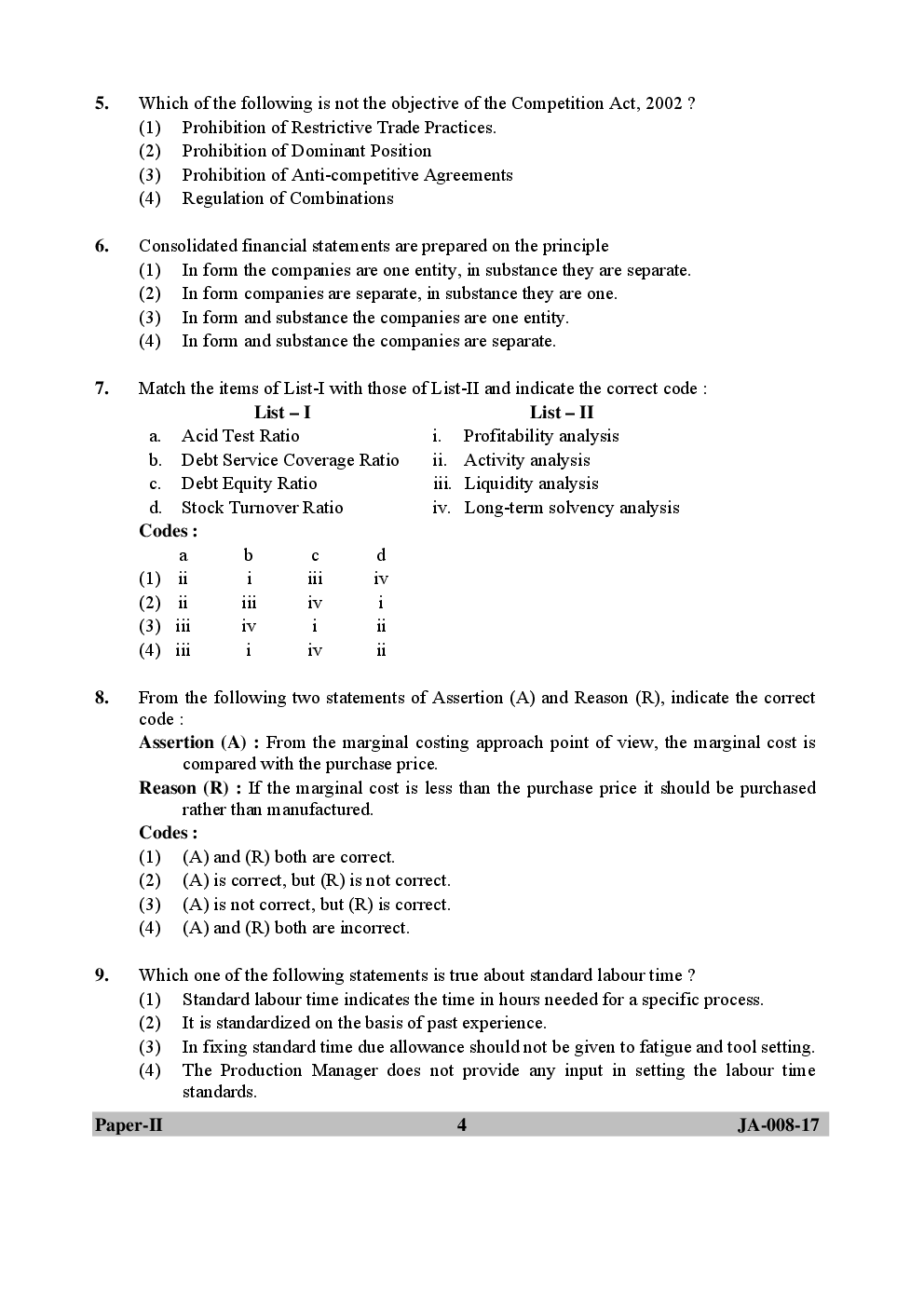 UGC NET Commerce Paper II 2015, 2016, 2017 Question Paper With Answer Key - Page 4