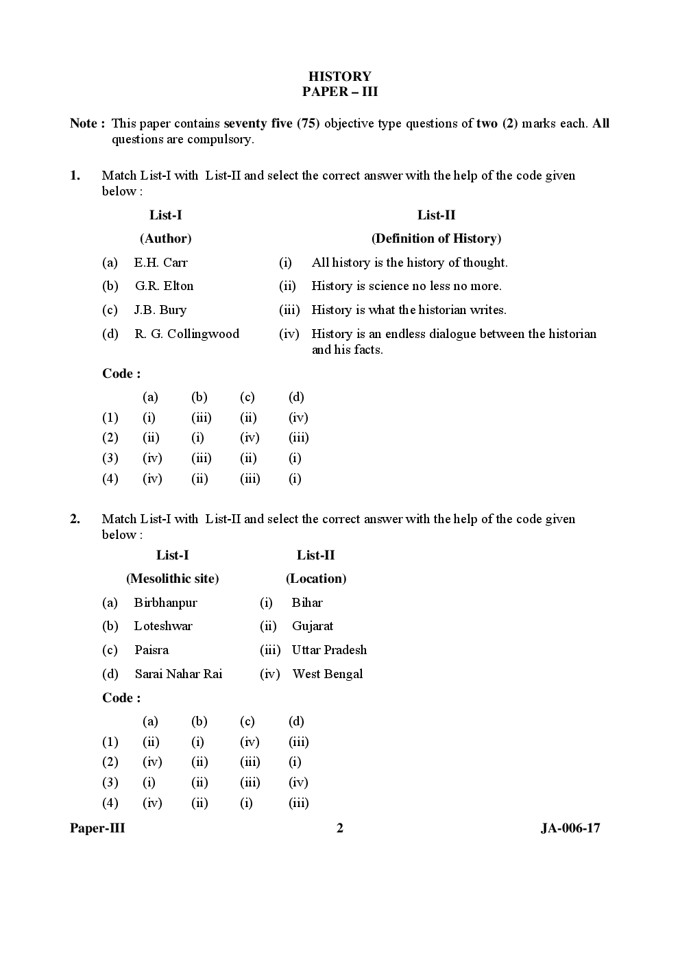 Download UGC NET History Paper III Question Paper With Answer PDF