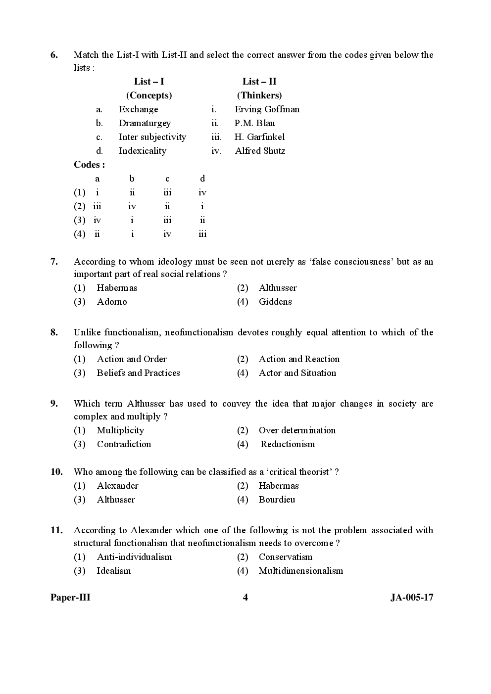 UGC NET Sociology Paper III 2015, 2016, 2017 Question Paper With Answer Key - Page 4