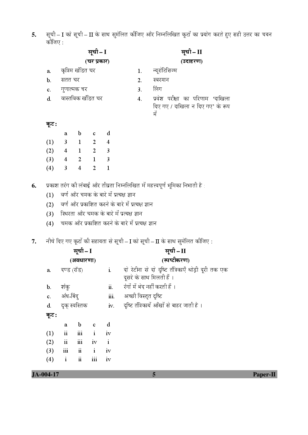 UGC NET Psychology Paper II 2015, 2016, 2017 Question Paper With Answer Key - Page 5