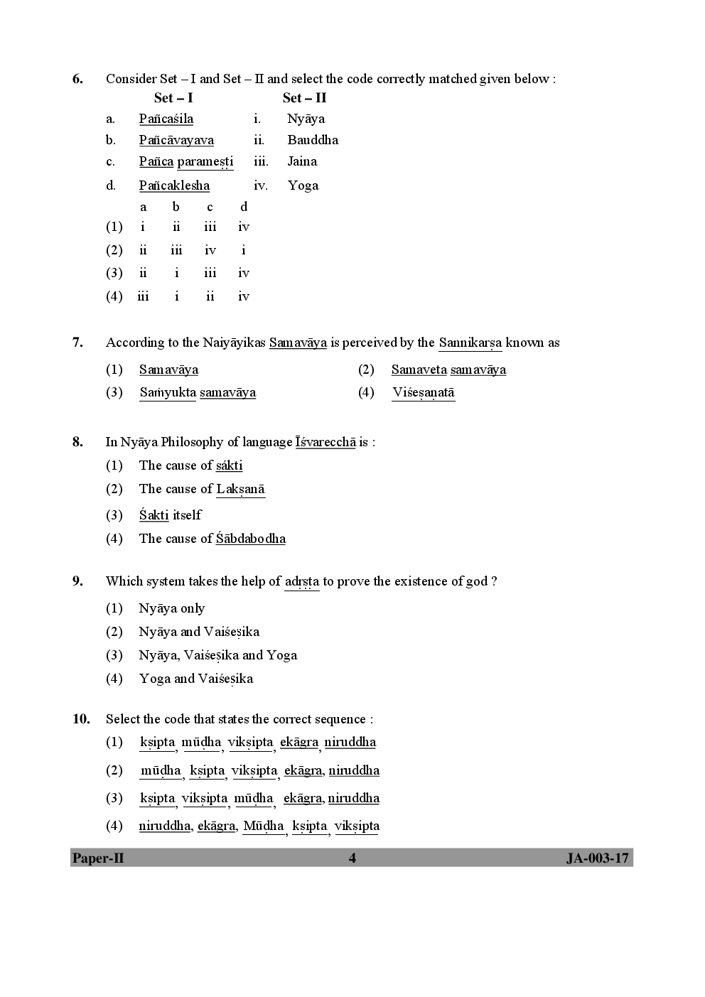 UGC NET Philosophy Paper II 2015, 2016, 2017 Question Paper With Answer Key - Page 4