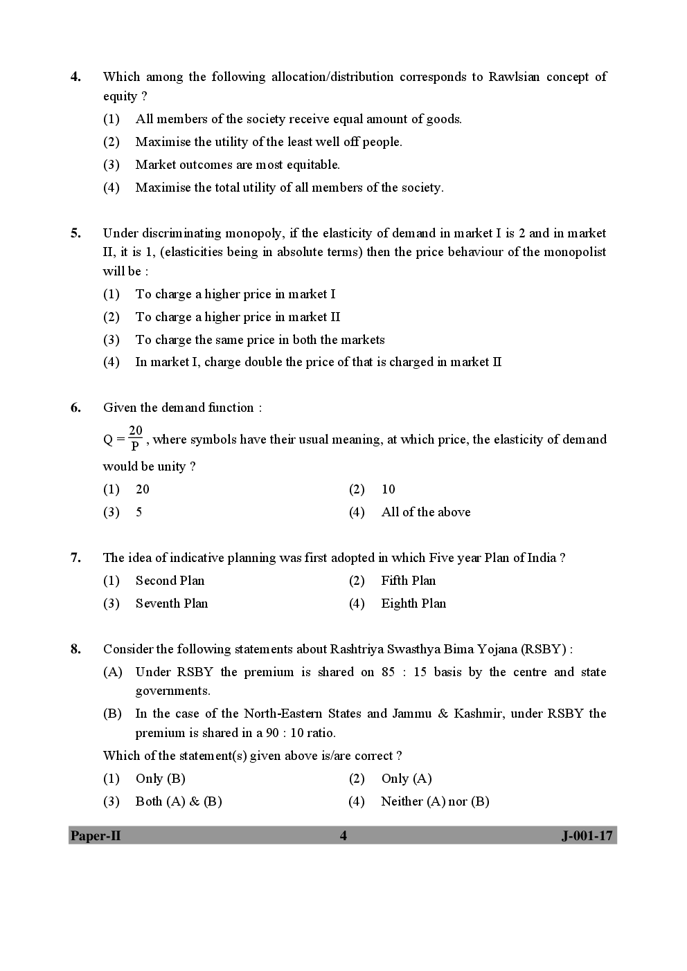 UGC NET Economics Paper II 2016, 2017 Question Paper With Answer Key - Page 4