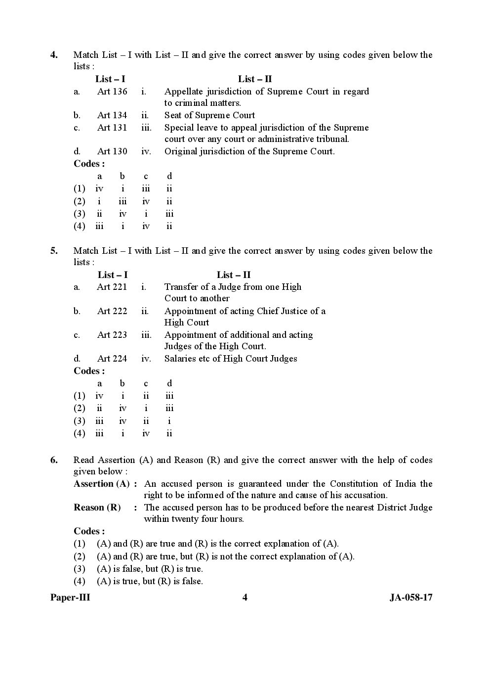 UGC NET Law Paper III 2015, 2016, 2017 Question Paper With Answer Key - Page 4