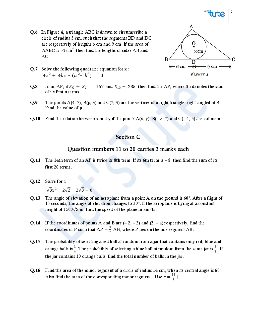 Let\'s tute CBSE Board Question Papers & Solutions Mathematics Class 10 For The Year 2015-2017 - Page 3