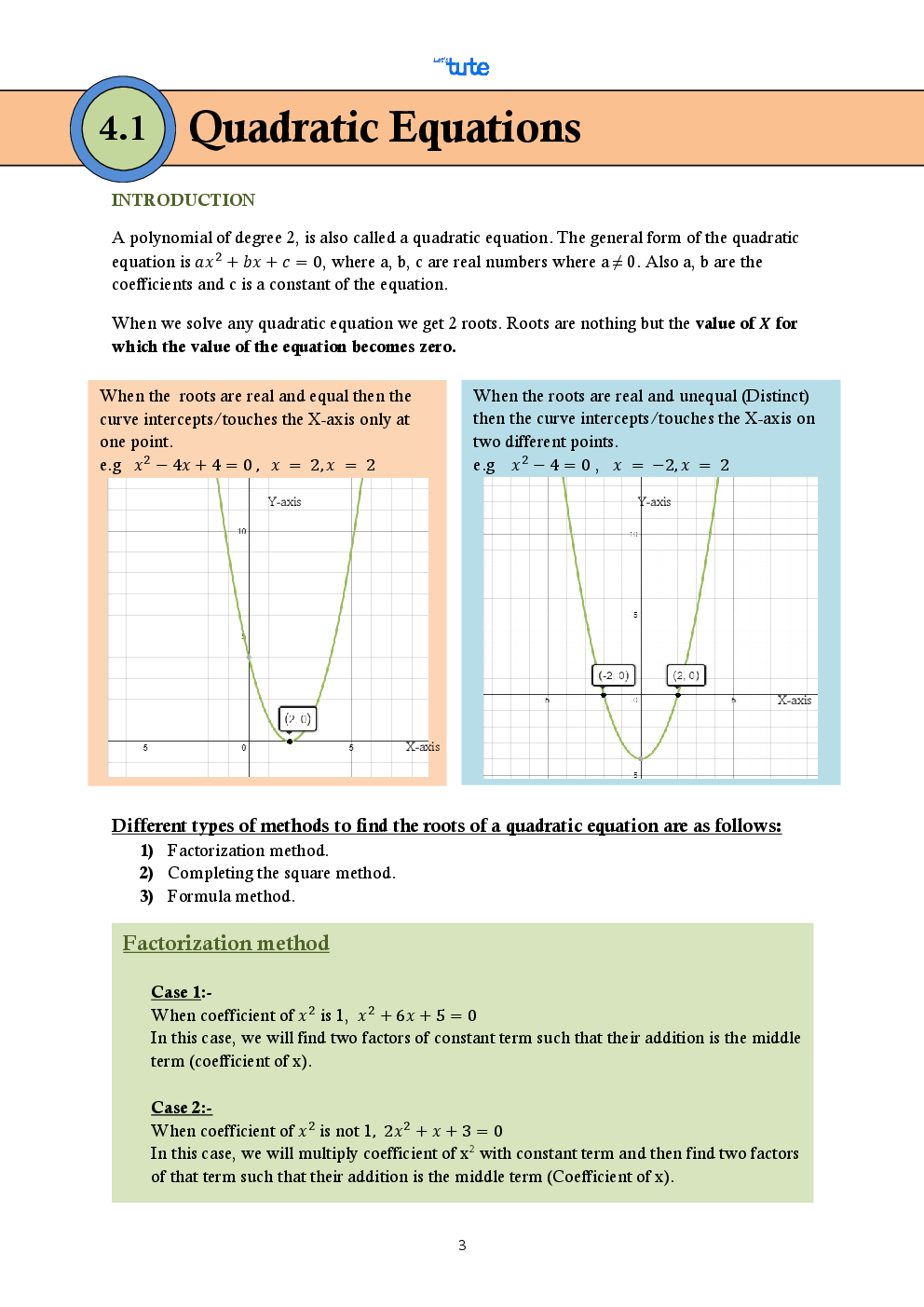 Mathematics Smart Book Quadratic Equation For Class X (CBSE) - Page 3
