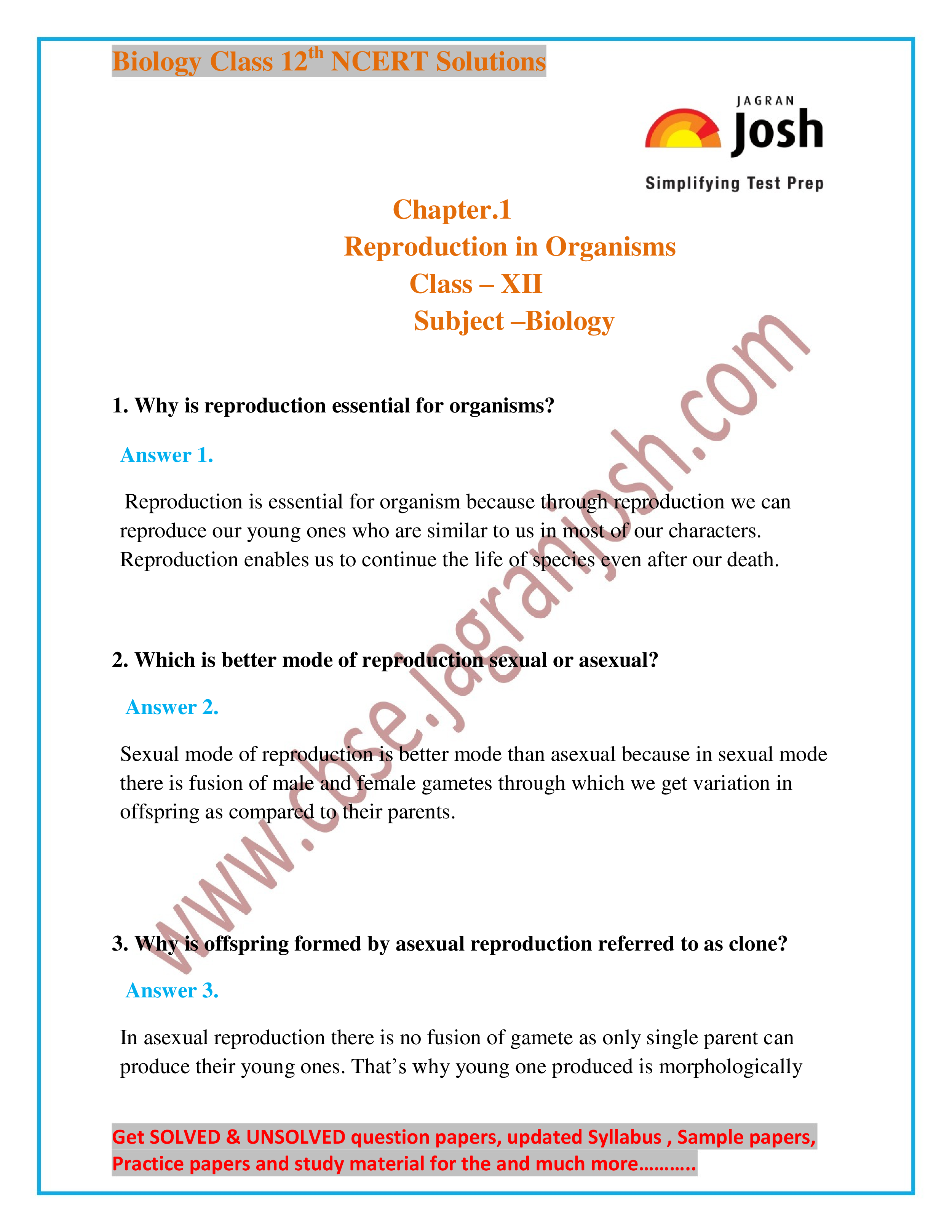 NCERT Biology Solution For Class XII - Page 2