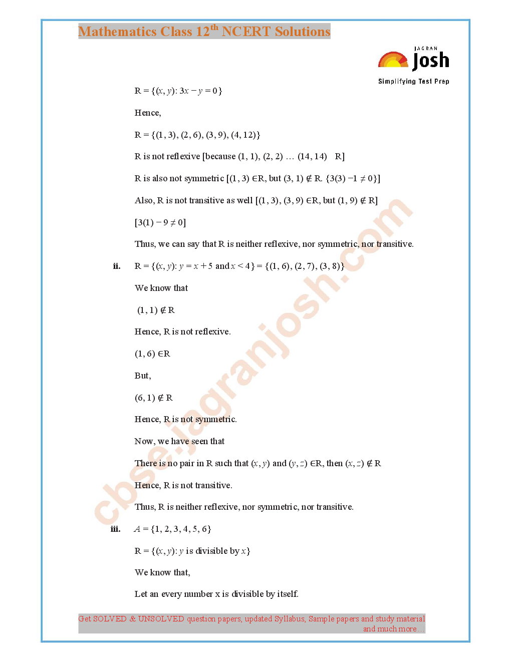 NCERT Mathematics Solution For Class XII - Page 3