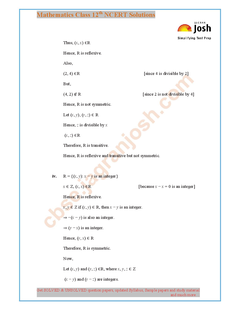 NCERT Mathematics Solution For Class XII - Page 4