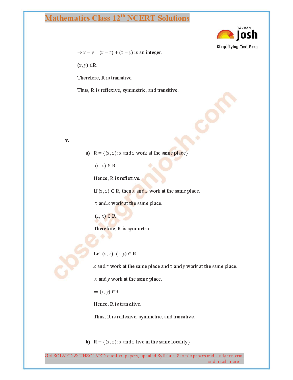 NCERT Mathematics Solution For Class XII - Page 5