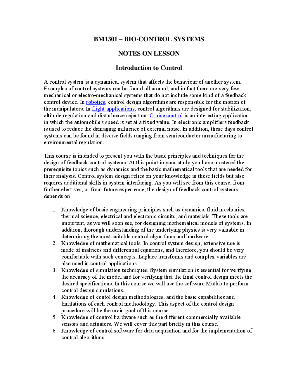 VTU eNotes On Bio Control System For Biotechnology Engineering - Page 2