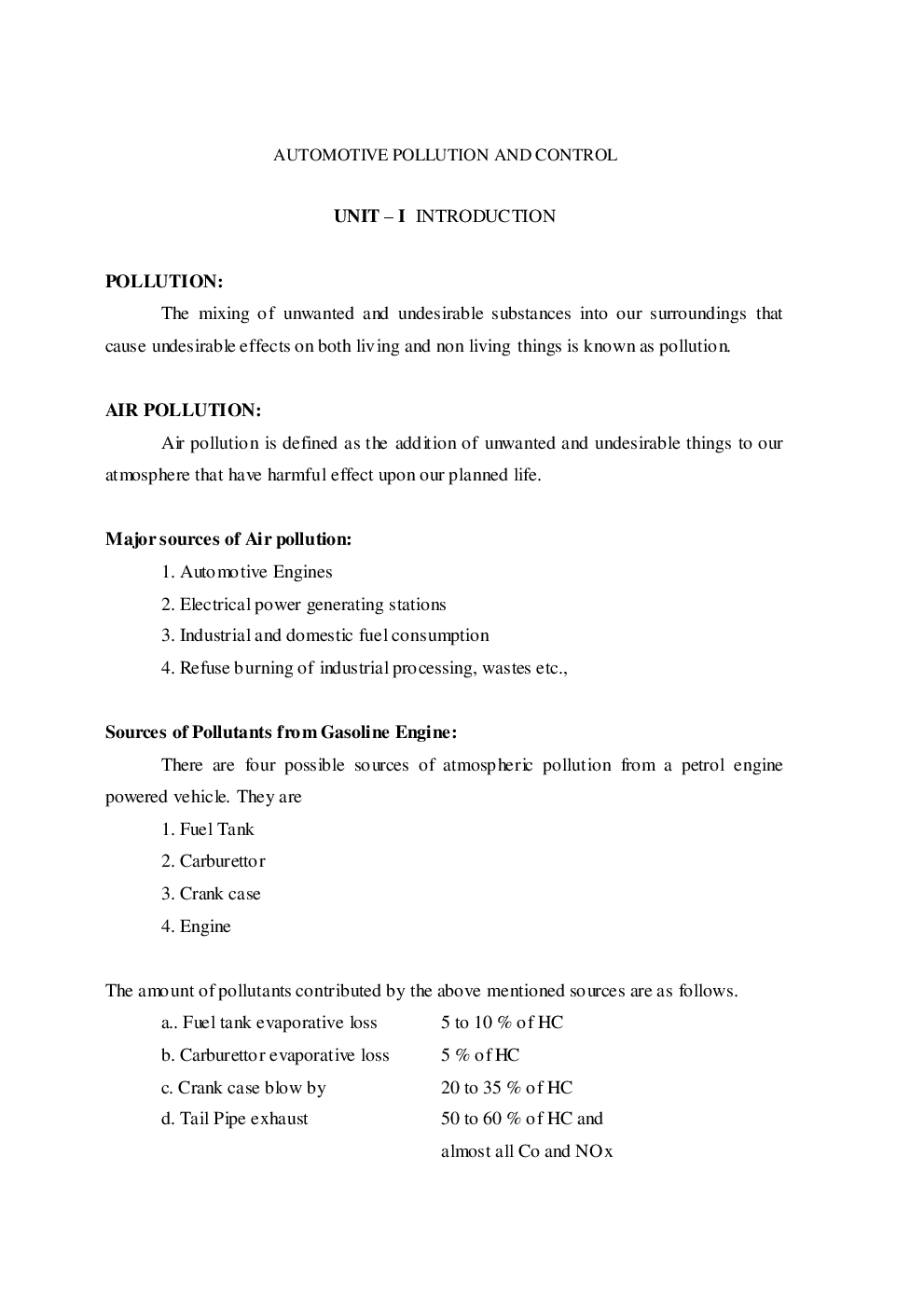 VTU eNotes On Automotive Pollution And Control For Automobile Engineering - Page 2