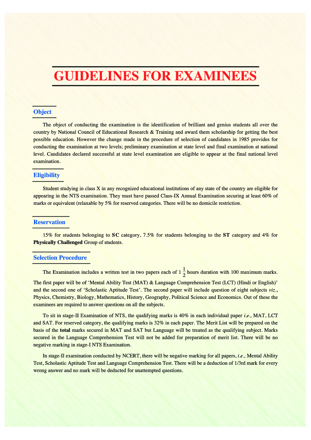 National Talent Search Exam. (For Class X) - Page 4