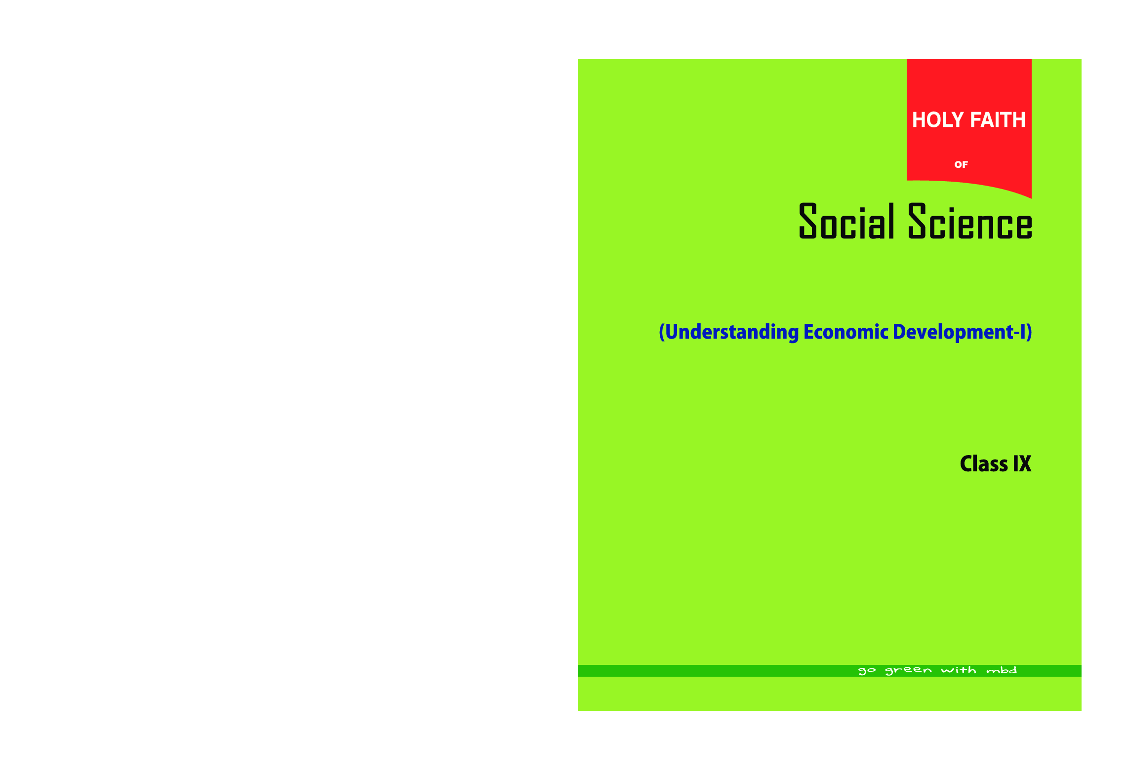 Holy Faith ABS Of Social Science Economics For Class-IX - Page 1