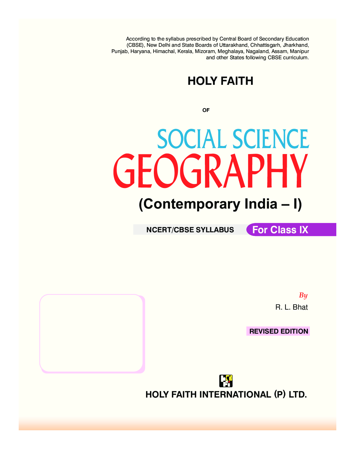 Holy Faith ABS Of Social Science Geography For Class-IX - Page 3