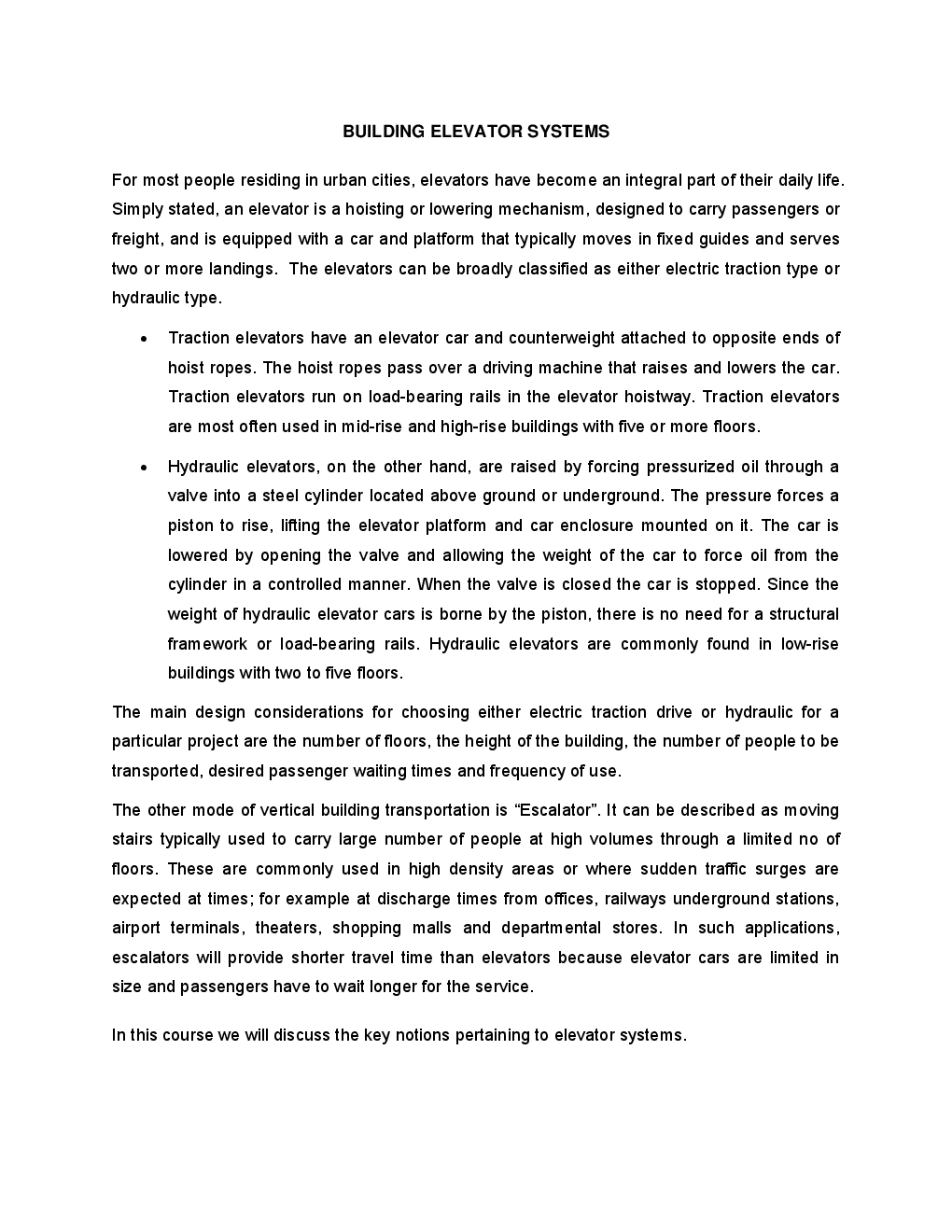 VTU eNotes On Building Elevator Systems  For Civil Engineering - Page 3