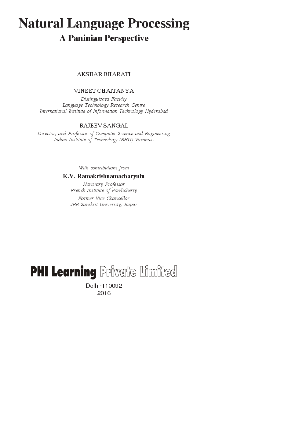 Natural Language Processing : A Paninian Perspective - Page 2
