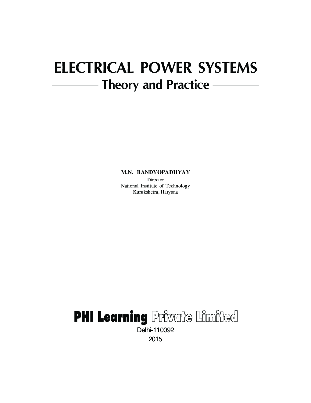 Electrical Power Systems : Theory And Practice - Page 2