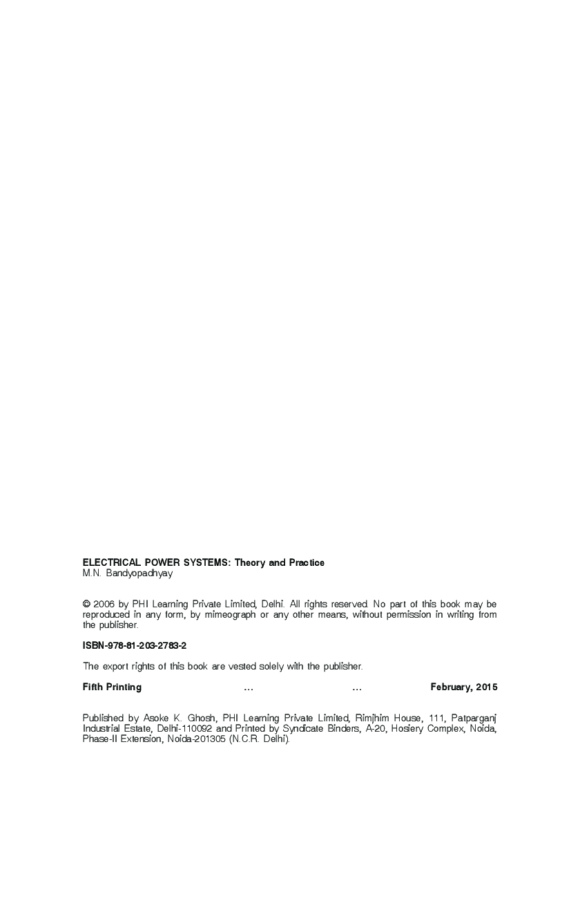 Electrical Power Systems : Theory And Practice - Page 3