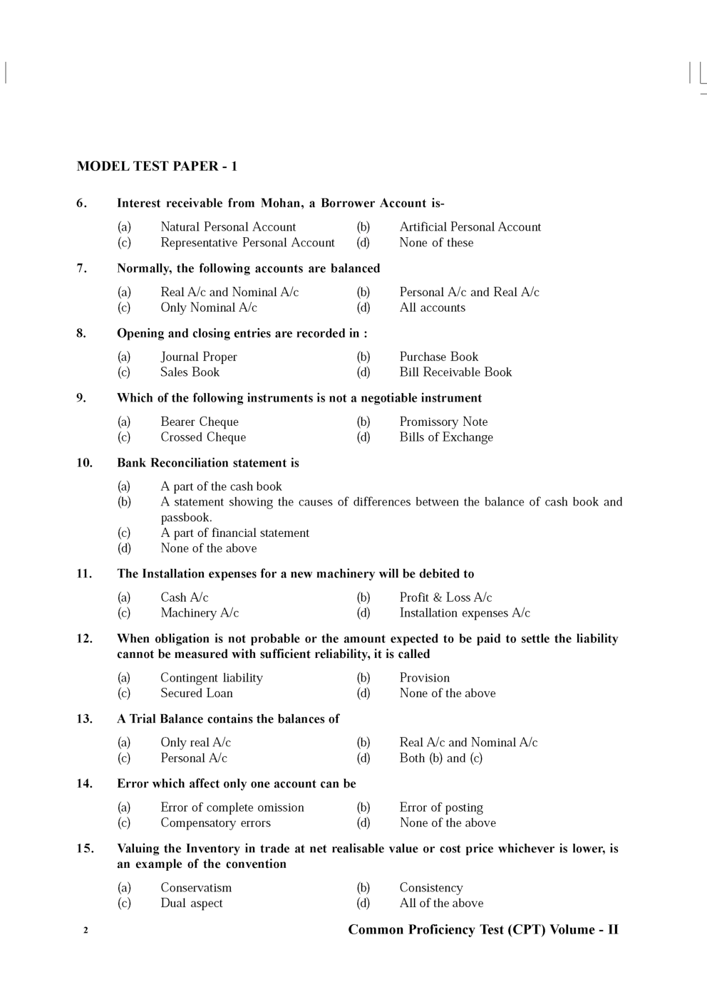 Study Material Model Test Papers Question With Answer Volume-II For CPT 2018 - Page 5