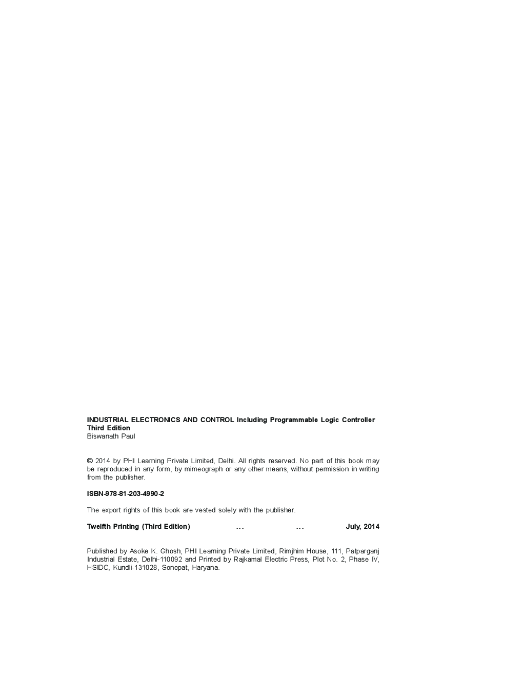 Industrial Electronics And Control Including Programmable Logic Controller - Page 5