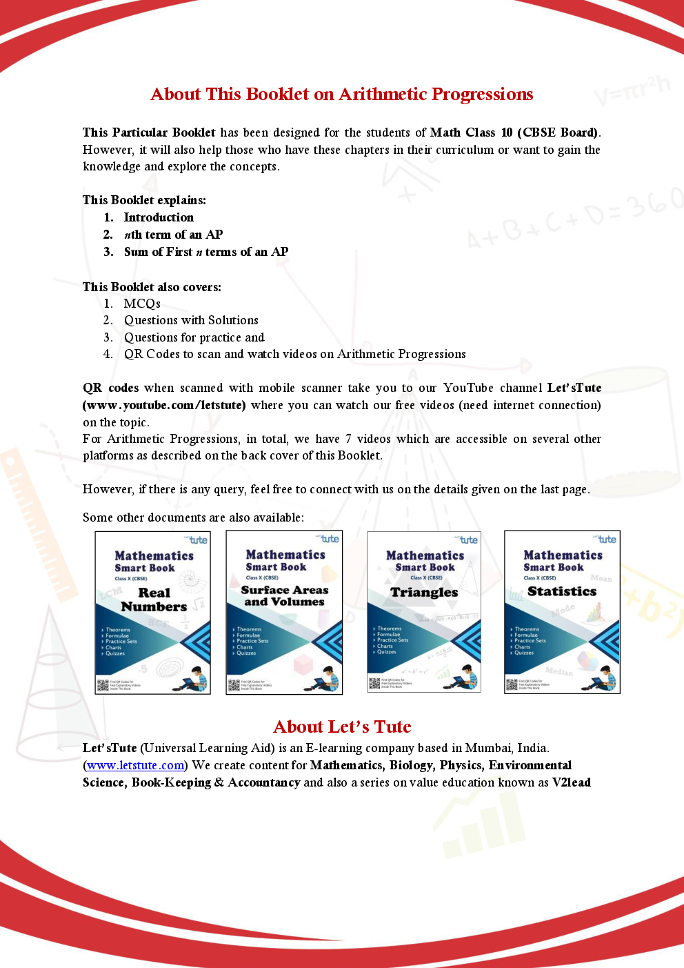 Mathematics Smart Book Arithmetic Progressions For Class X (CBSE) - Page 2