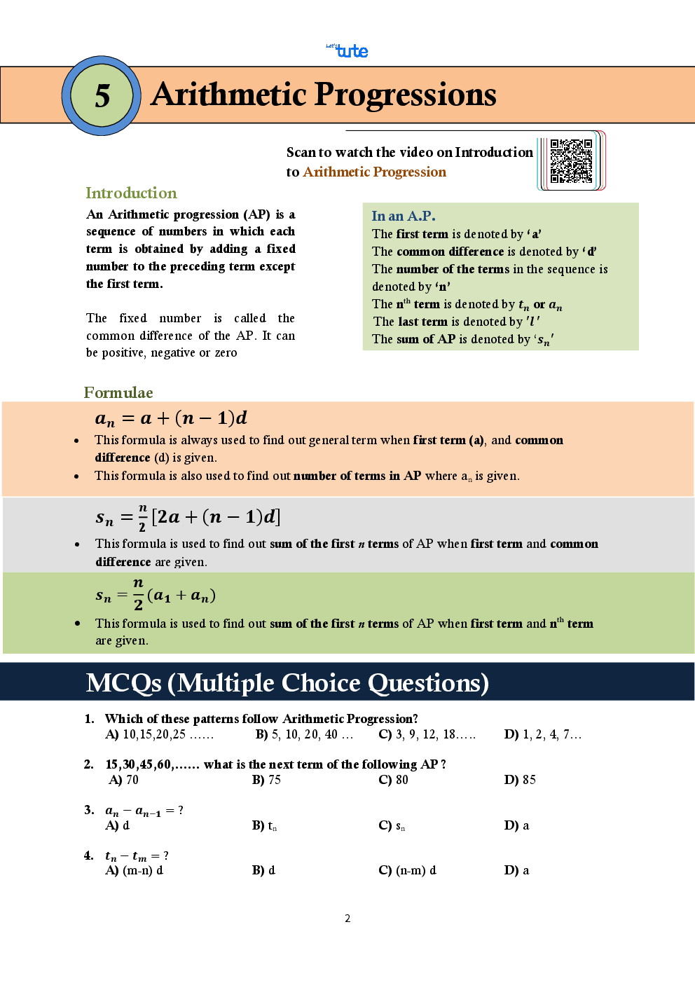 Mathematics Smart Book Arithmetic Progressions For Class X (CBSE) - Page 3
