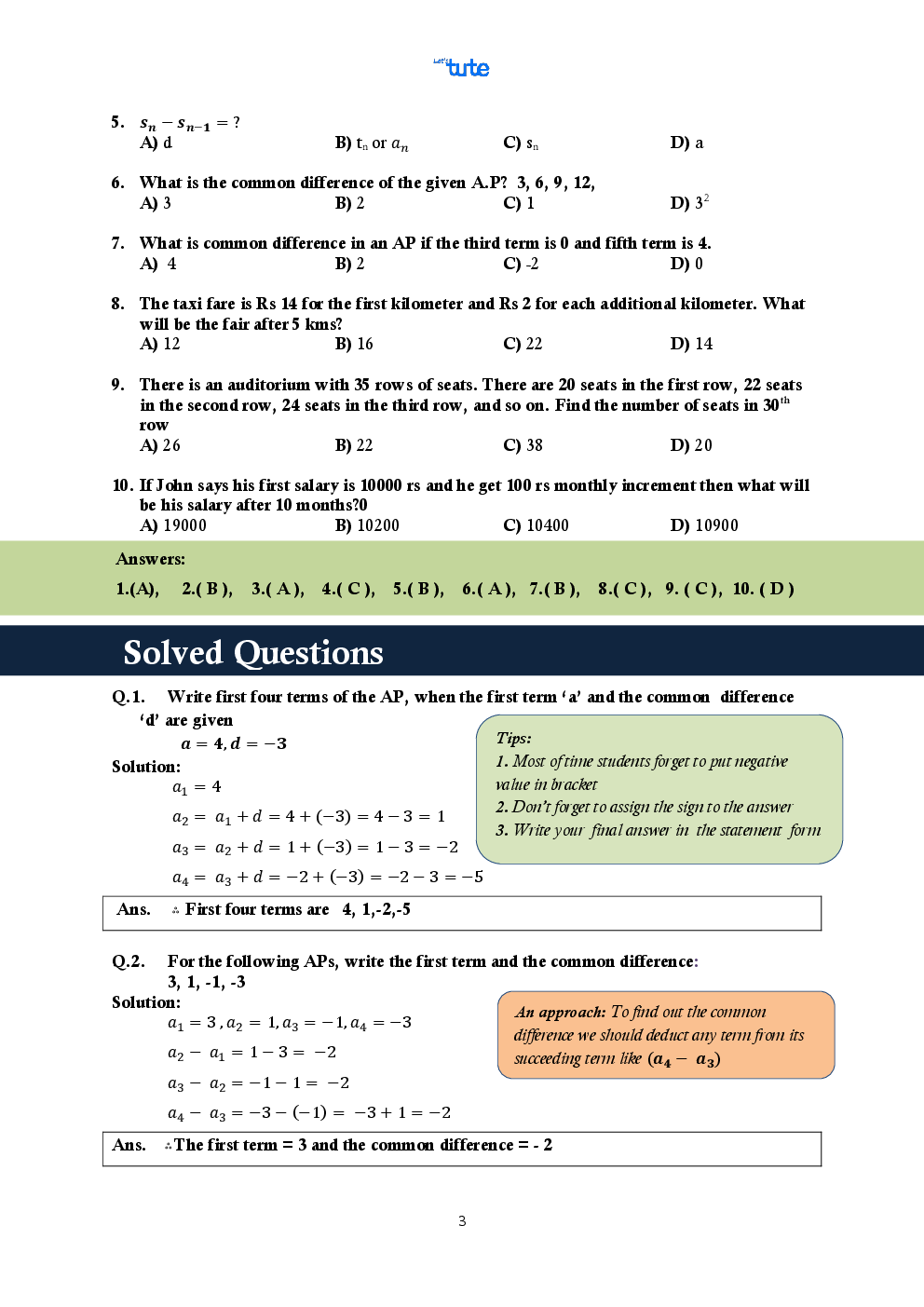 Mathematics Smart Book Arithmetic Progressions For Class X (CBSE) - Page 4