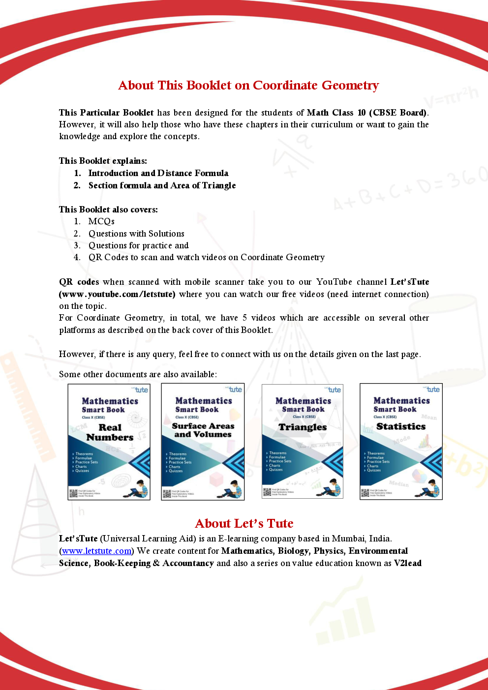 Mathematics Smart Book Co-ordinate Geometry For Class X (CBSE) - Page 2