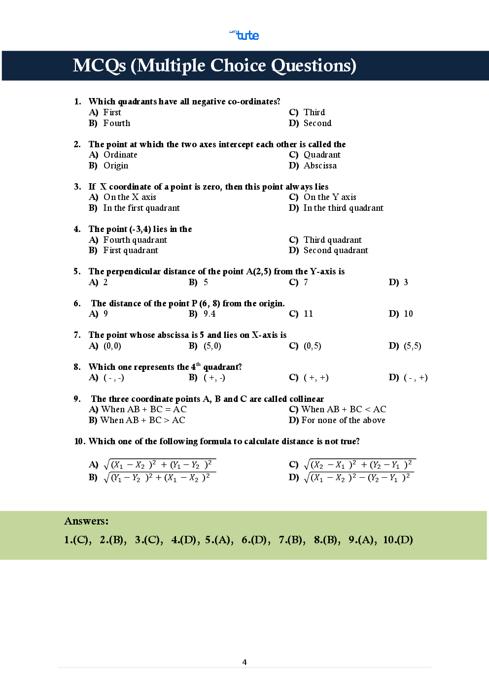 Mathematics Smart Book Co-ordinate Geometry For Class X (CBSE) - Page 4