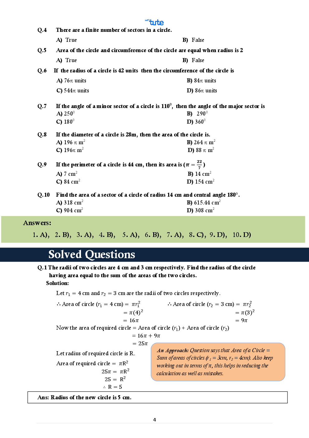Mathematics Smart Book Areas Related To Circles For Class X (CBSE) - Page 4