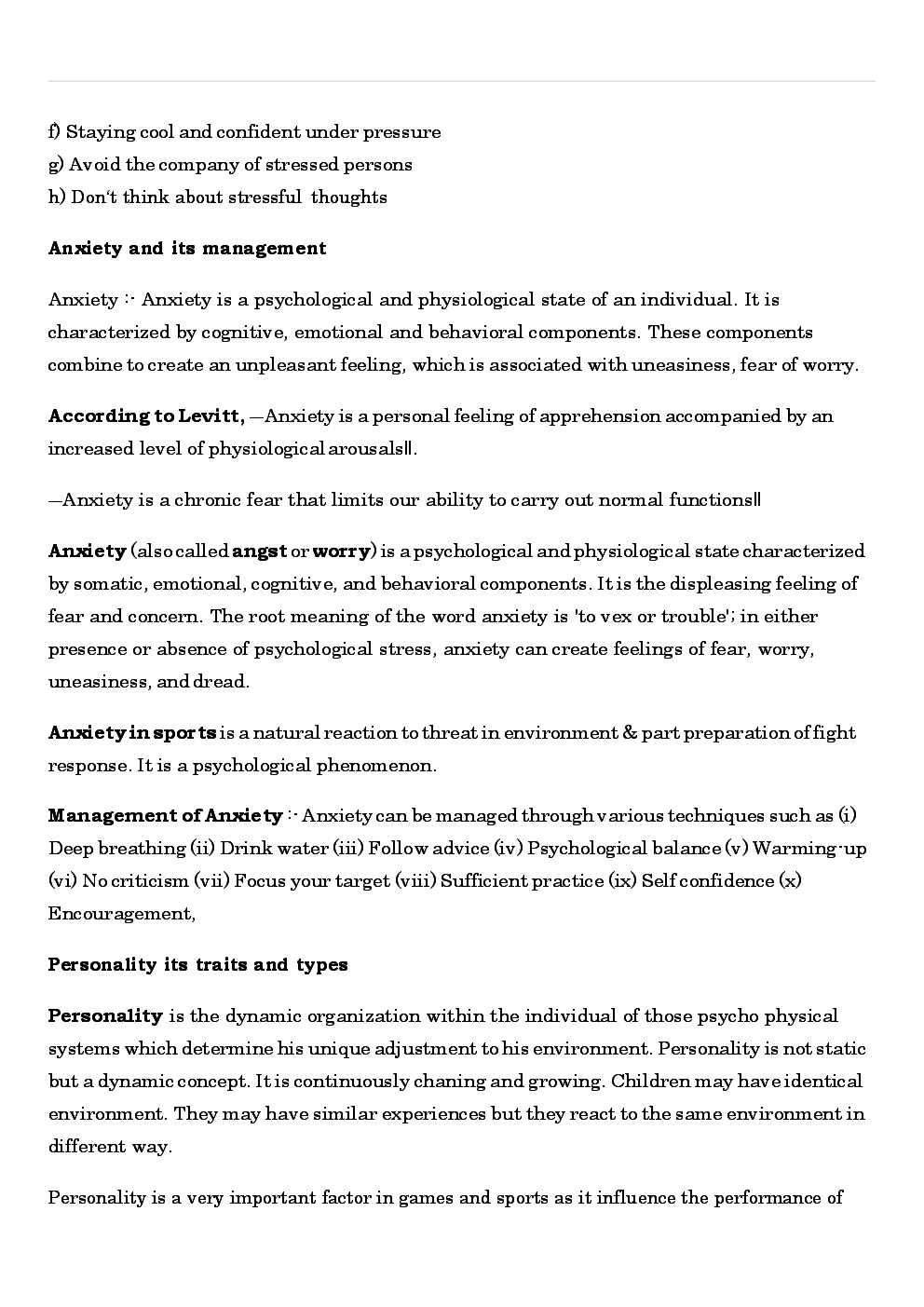 CBSE Class 12 Physical Education Revision Notes Psychology And Sports - Page 4