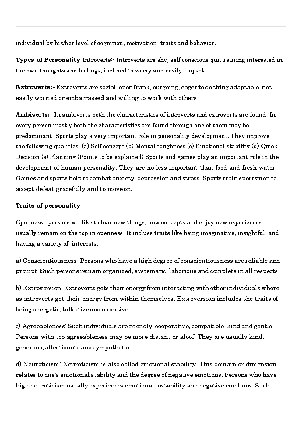 CBSE Class 12 Physical Education Revision Notes Psychology And Sports - Page 5