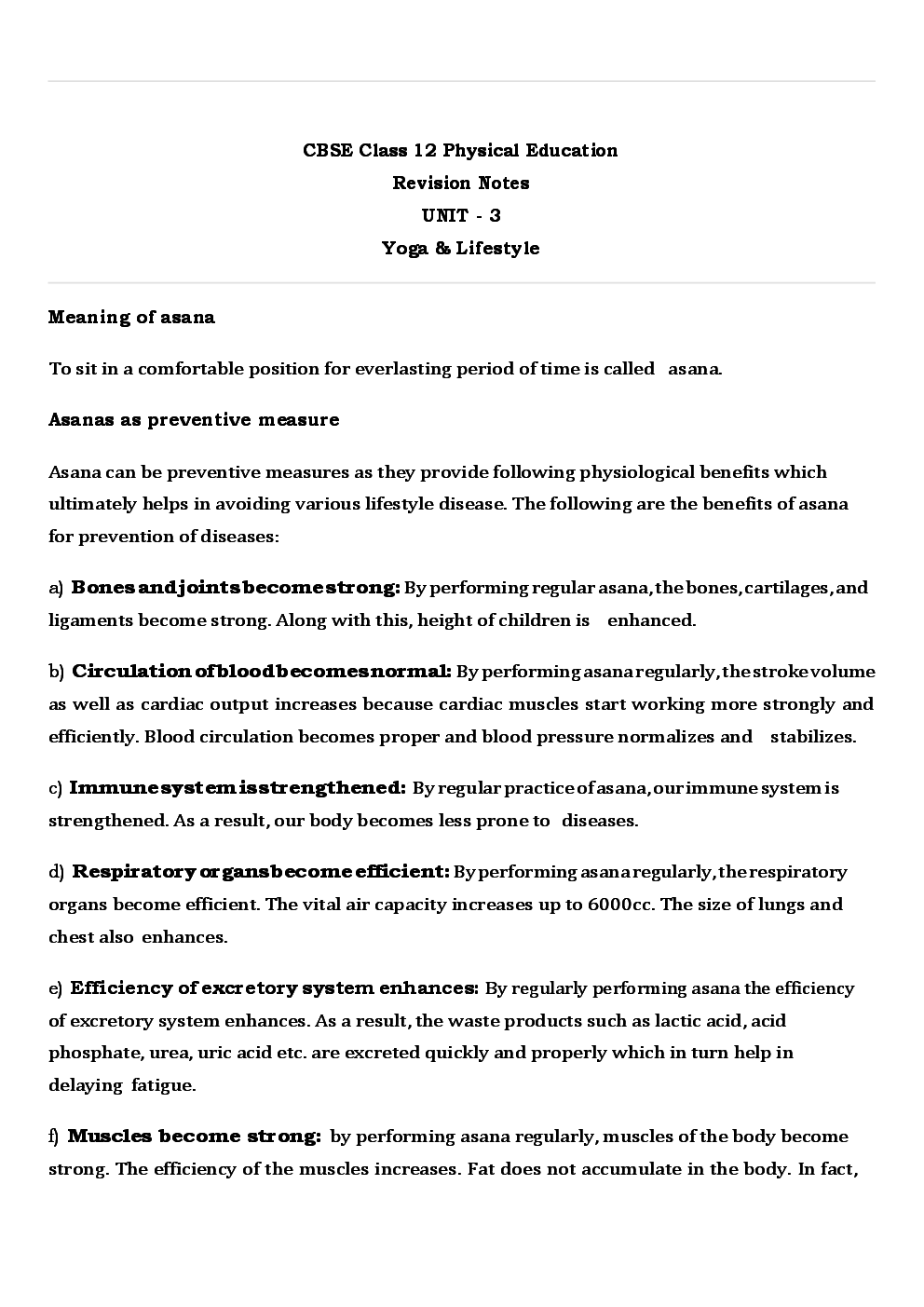 CBSE Class 12 Physical Education Revision Notes Yoga & Lifestyle - Page 2