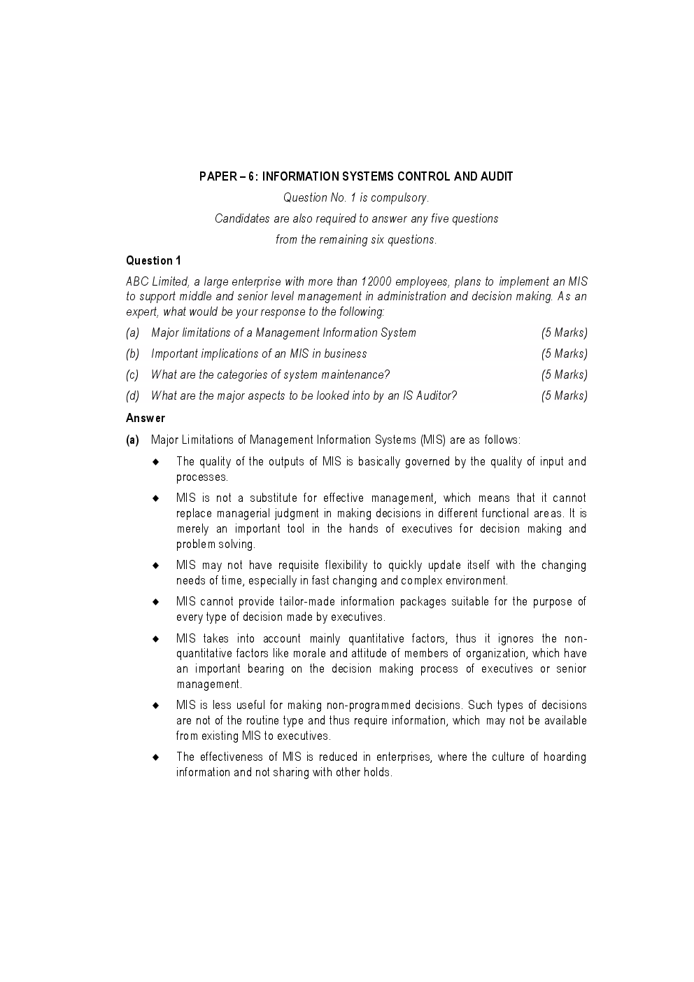 CA Final For Information Systems Control And Audit Previous Year Paper Question With Answer 2018 - Page 2